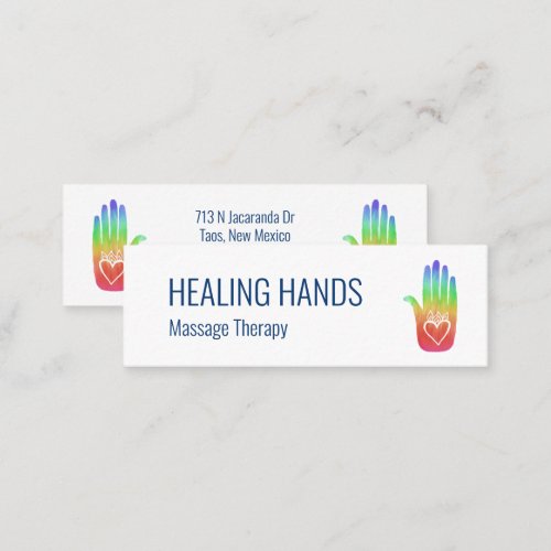 Healing Hands Rainbow Colorful Hamsa Hearts Mini Business Card