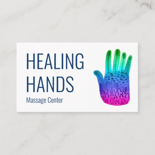 Healing Hands Rainbow Colorful Watercolor Business Card