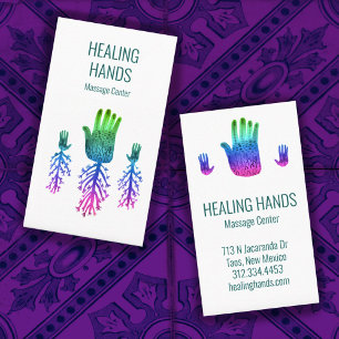 Healing Hands Rainbow Colorful Watercolor Business Card