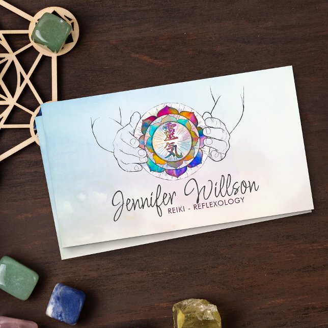 Healing Hands Reiki Symbol in Lotus drawing Business Card (Creator Uploaded)