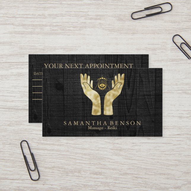 Healing Hands Symbol Chakra Reiki Practitioner Business Card (Front/Back In Situ)