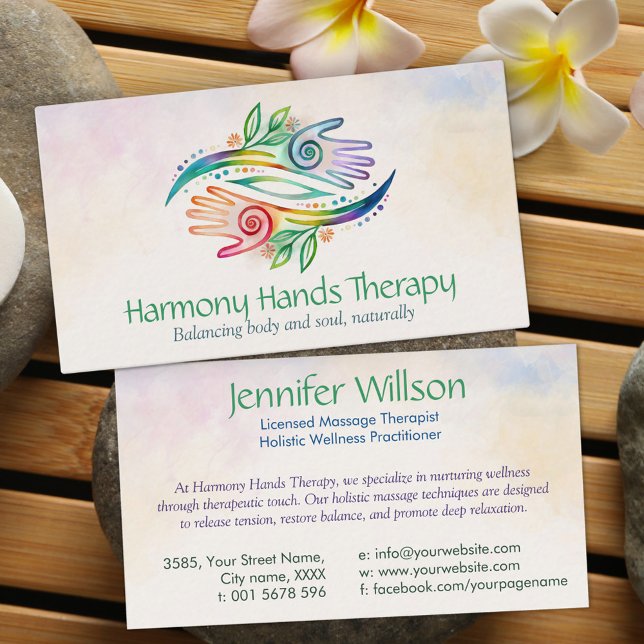 Healing Hands Watercolor Art Business Card (Creator Uploaded)