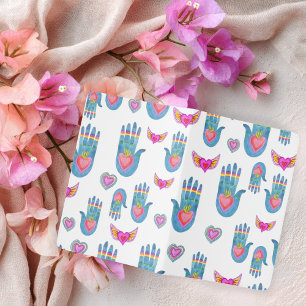 Healing Hands Watercolor Rainbow Colorful Boho Passport Holder