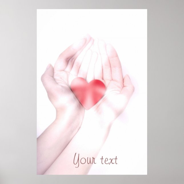 Healing hands with red heart customize it yourself poster (Front)