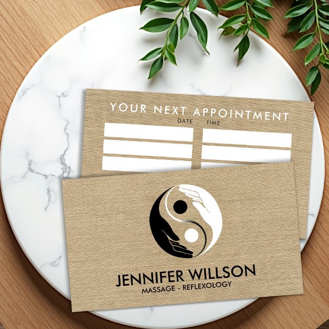 Healing Hands Yin Yang symbol Appointment  Business Card (Creator Uploaded)