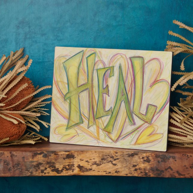 Healing Heart Inspirational Word Art Print Plaques (Side)