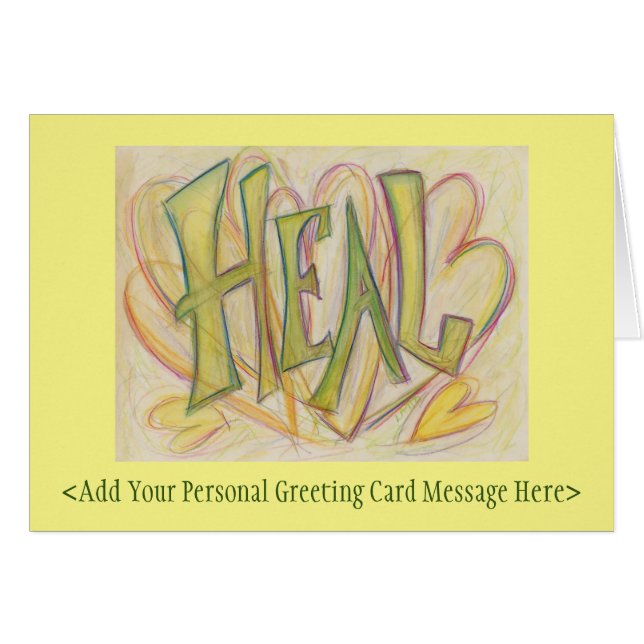 Healing Heart Word Art Inspirational Note Cards (Front Horizontal)