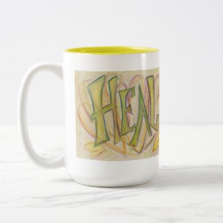 Healing Hearts Inspirational Word Art Coffee Mugs