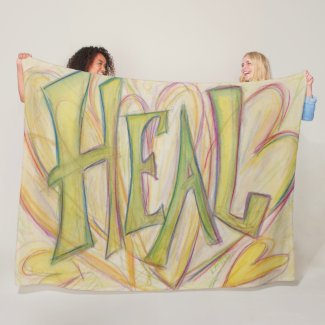 Healing Hearts Word Art Cozy Soft Fleece Blankets