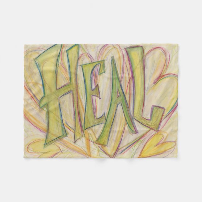 Healing Hearts Word Art Cozy Soft Fleece Blankets (Front (Horizontal))