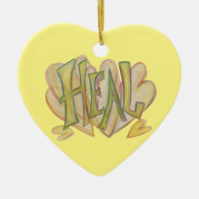 Healing Hearts Word Art Holiday Gift Ornaments (Front)