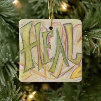 Healing Hearts Word Art Holiday Gift Ornaments