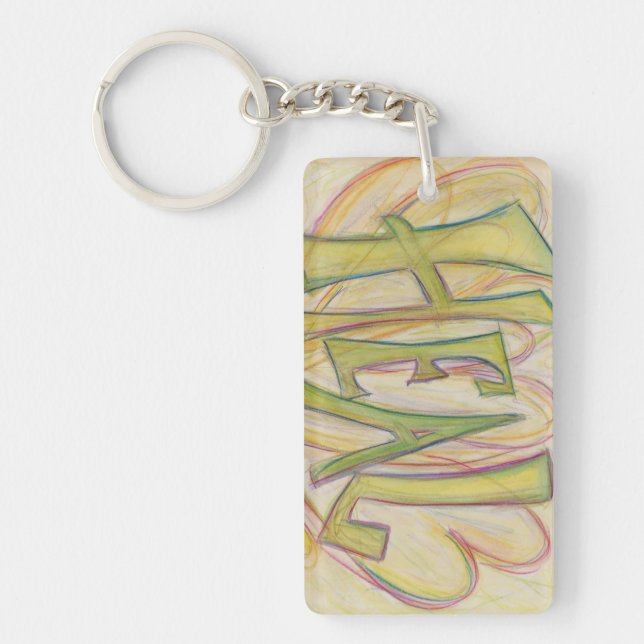 Healing Hearts Word Art Inspirational Keychain (Front)