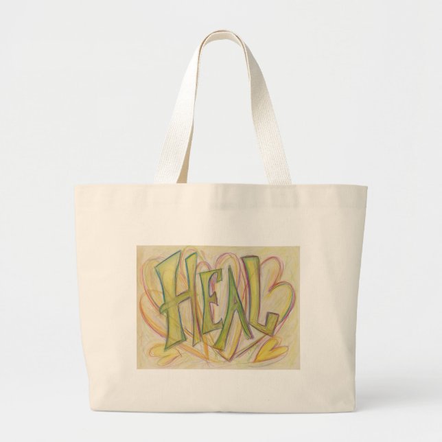 Healing Hearts Word Art Inspirational Tote Bag (Front)