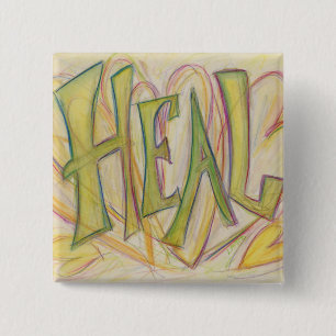 Healing Hearts Word Art Lapel Button Pins