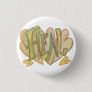 Healing Hearts Word Art Lapel Pin Button