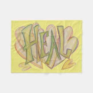 Healing Hearts Word Art Soft Chemo Fleece Blanket