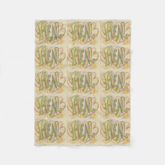 Healing Hearts Word Art Soft Fleece Chemo Blanket (Front)