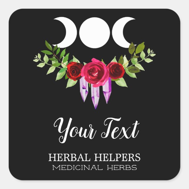 Healing Herbal Remedy Labels With A Moon (Front)