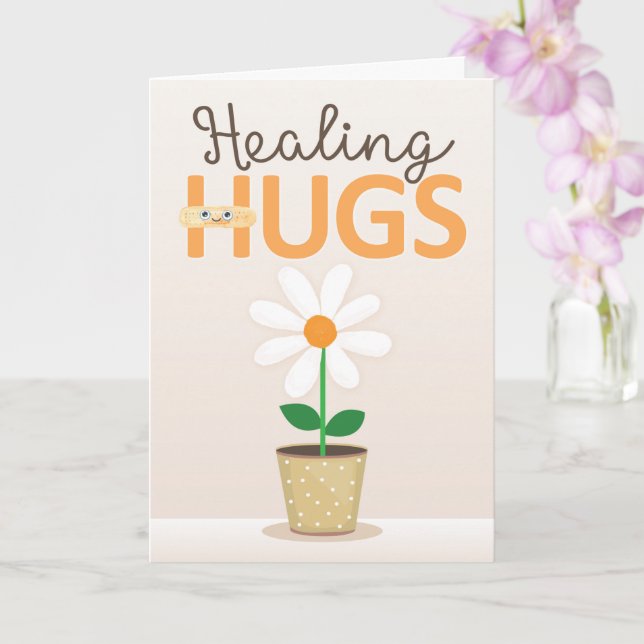 Hug healing treatment® vol.3 Healing Hugs Get Well with Bandage and Flower Card | Zazzle