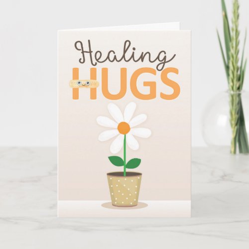Healing Hugs Get Well with Bandage and Flower Card