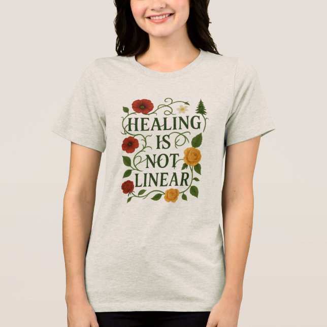 Healing Is Not Linear – Botanical Self-Growth Tee (Front)