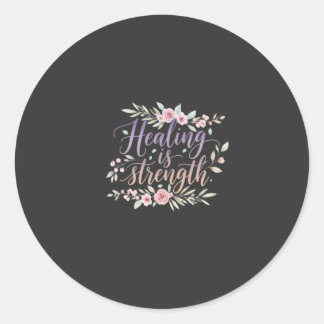 Healing is Strength Floral Wreath Classic Round Sticker