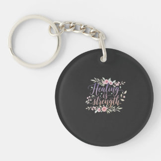 Healing is Strength Floral Wreath Keychain