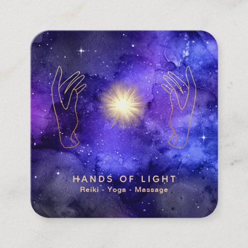  Healing Light Hands  Stars Universe Cosmic Square Business Card