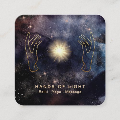  Healing Light Hands  Universe Cosmic Stars Square Business Card