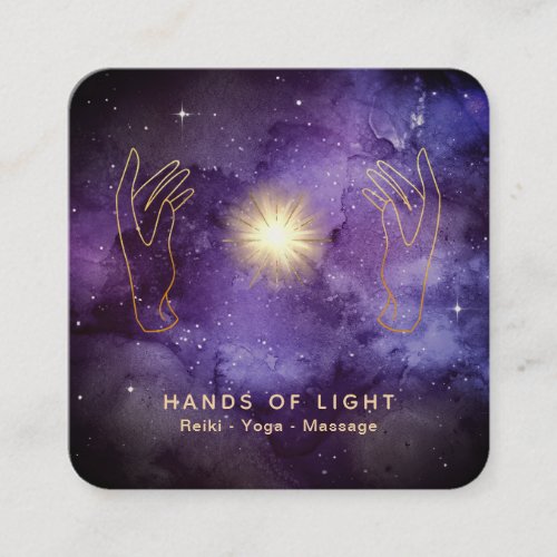  Healing Light Hands  Universe Stars Cosmic Square Business Card