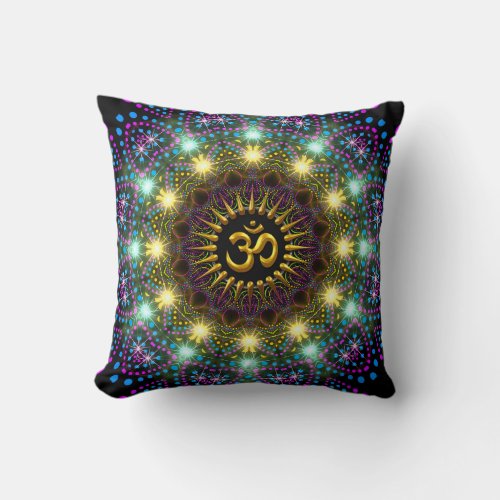 Healing Light Mandala Om Symbol Pillow