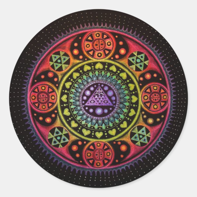 Healing Mandala Classic Round Sticker (Front)