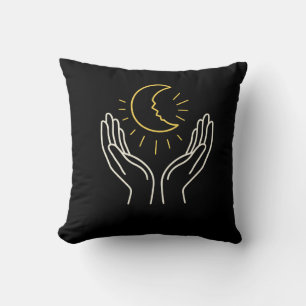 Healing Moon in Hands • Emotional Recovery & Inner Throw Pillow