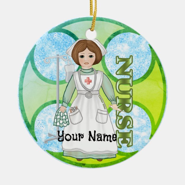 Healing nurse  ceramic ornament (Front)