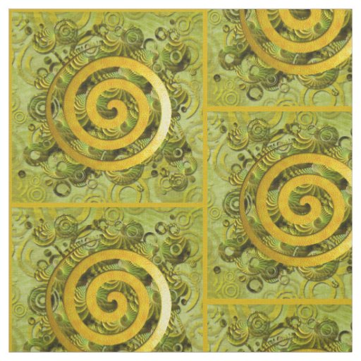 Healing Power Spiral gold green + your ideas Fabric
