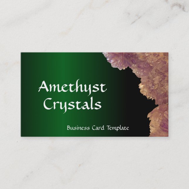 Healing Quartz Amethyst Crystals Business Card (Front)