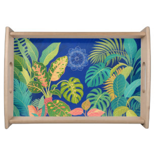 Healing Realm: tropical plants and mandalas Serving Tray
