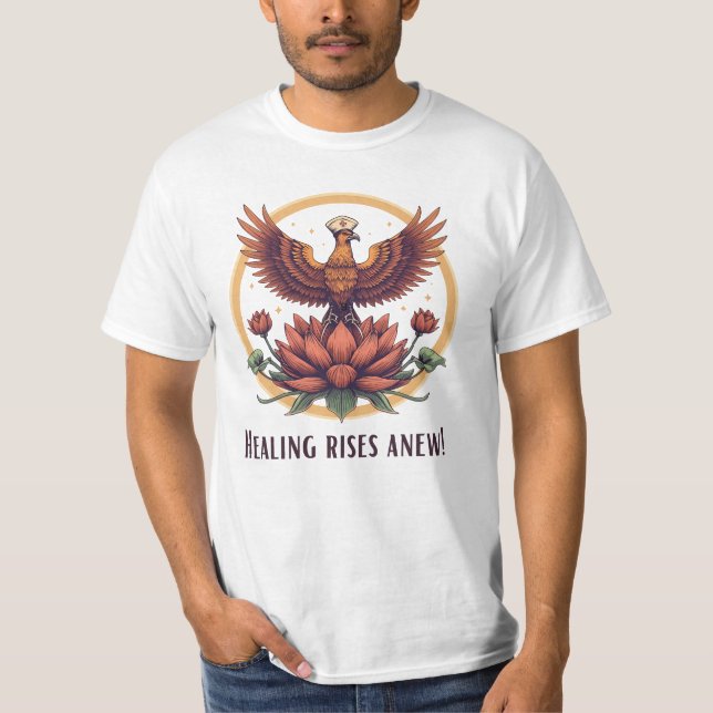 Healing Rise Anew – Phoenix Nurse Design T-Shirt (Front)