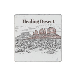 Healing Sedona Desert Natural Red Rock Line Art Stone Magnet
