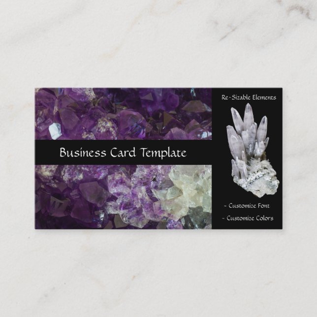 Healing Stones Amethyst Crystals Business Card (Front)