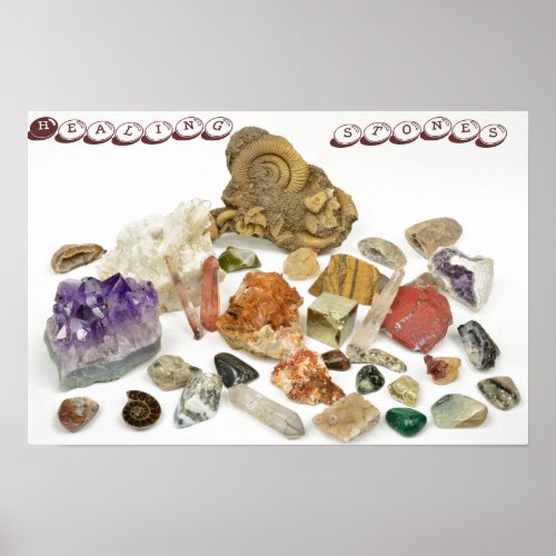 Healing stones ametystquartzopaltourmaline poster