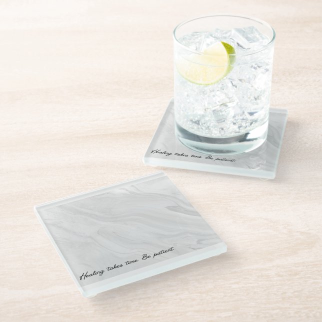 Healing Takes Time Glass Coaster (Angled)
