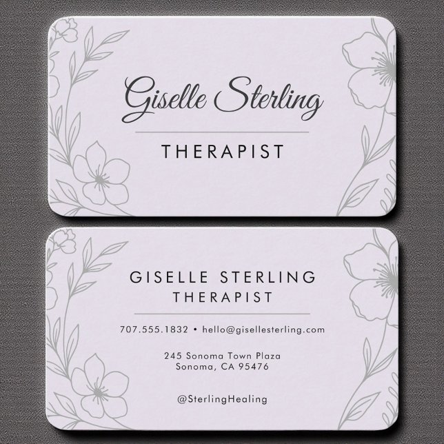 Healing Therapy Therapist Floral Lilac Purple  Business Card (Creator Uploaded)