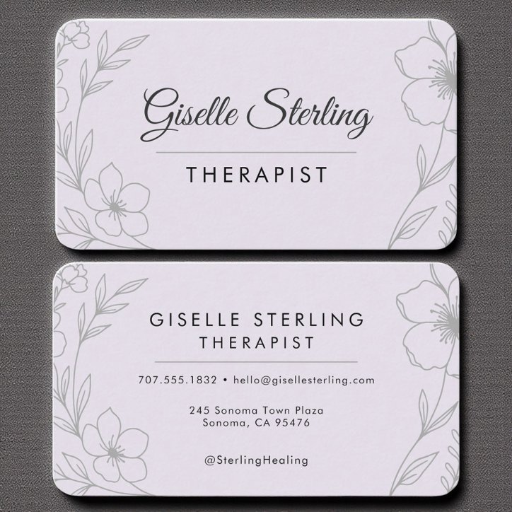 Healing Therapy Therapist Floral Lilac Purple Business Card