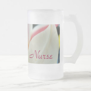Healing Touch Nurse Froste Glass Mugs Tulips