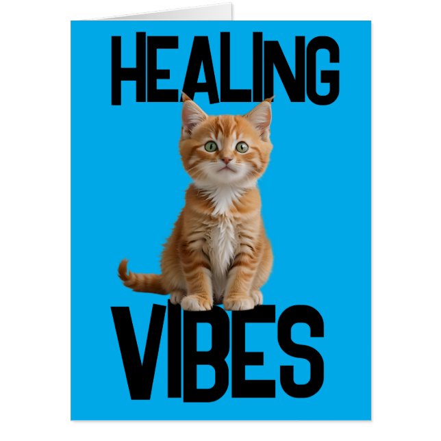 HEALING VIBES CAT KITTEN BIG GREETING CARD (Front)