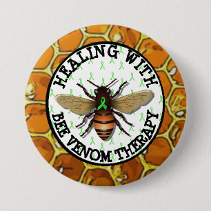 Healing with Bee Venom Therapy Lyme Ribbon Button