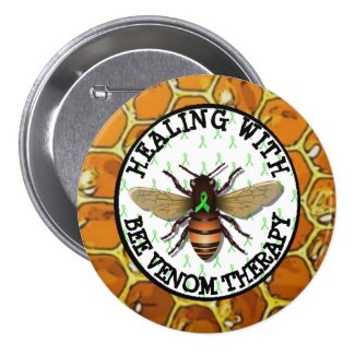 Healing with Bee Venom Therapy Lyme Ribbon Button