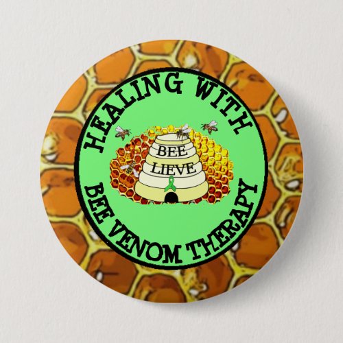 Healing with Bee Venom Therapy Lyme Ribbon Button